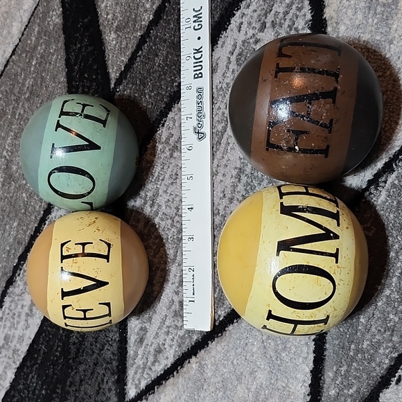 KOHL'S DECORATIVE BELIEVE LOVE FAITH HOME SPHERES BALLS FOR BOWL VASE CENTERPIEC - Picture 10 of 13